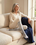 Woman relaxing in Seidenmaier compression socks